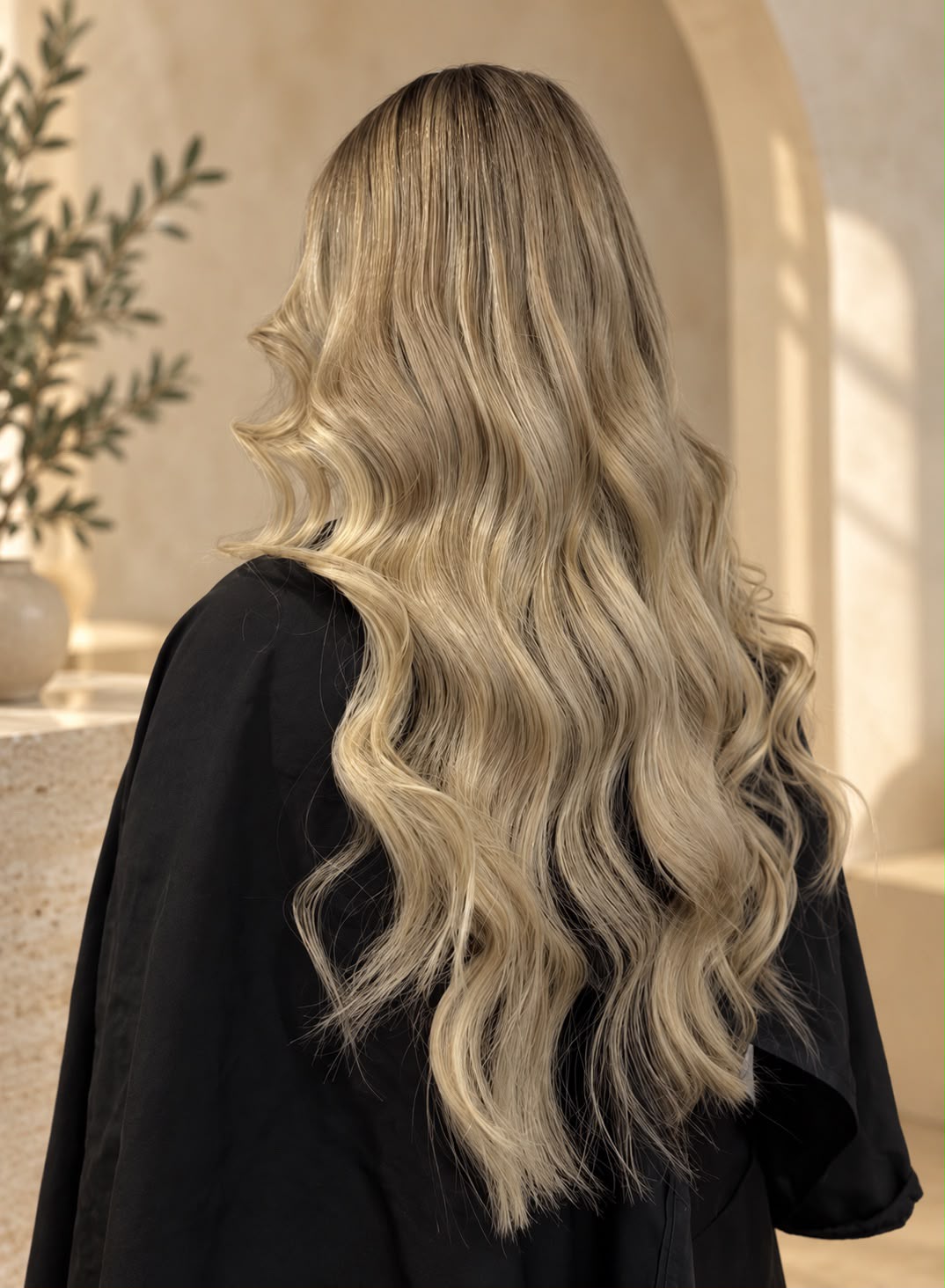 Long blended blonde hair extensions